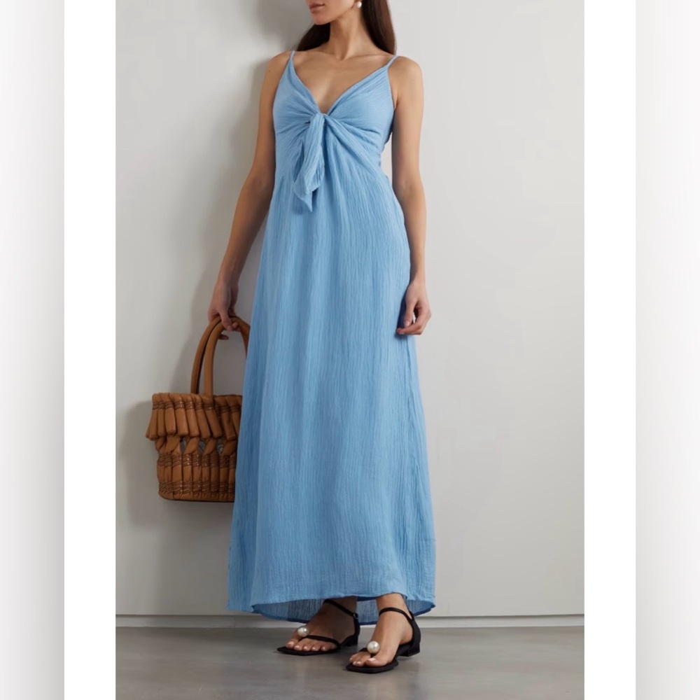 NWT Faithfull the Brand Verona Midi Dress Chambray Blue Size XS
